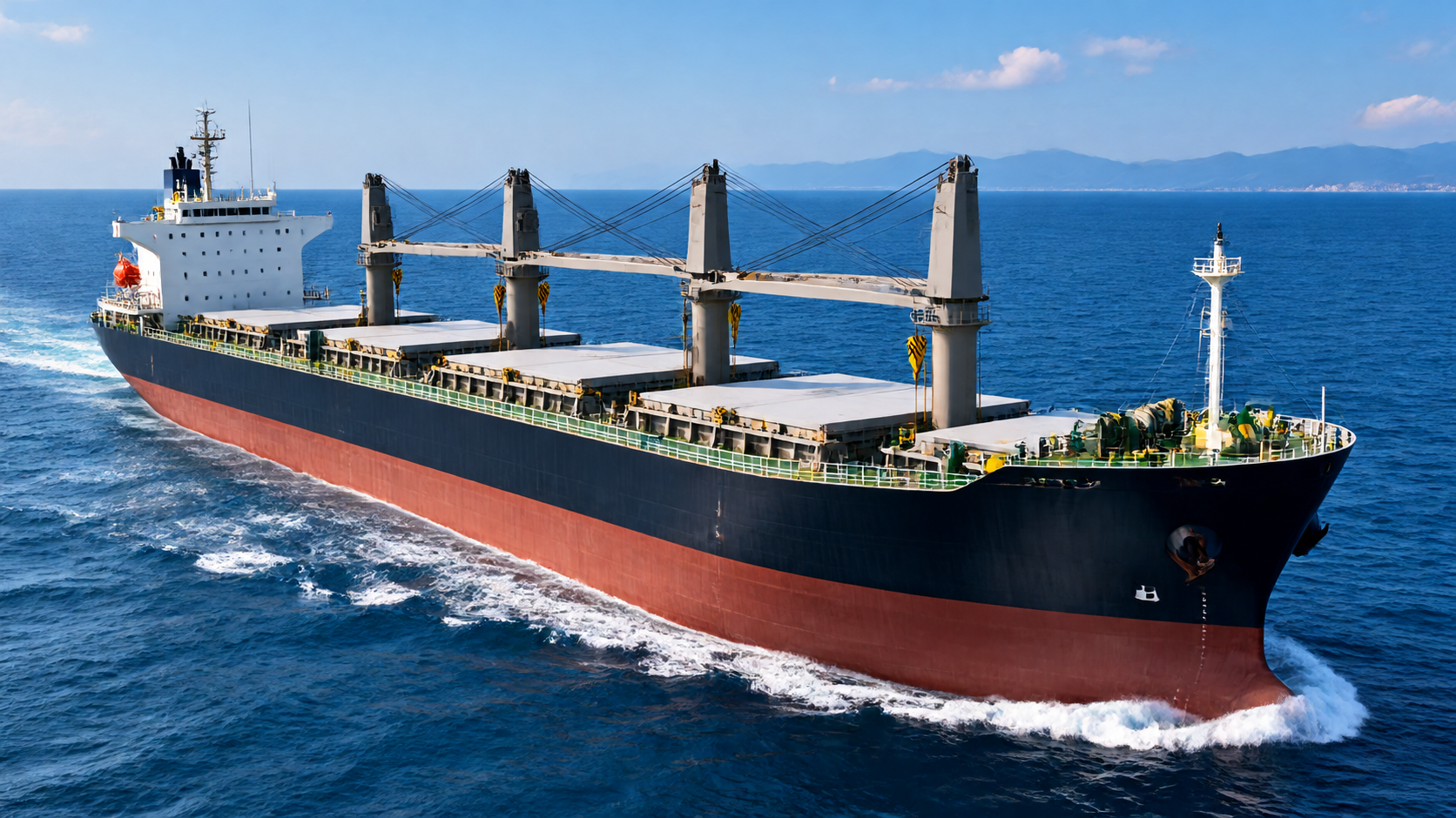 Bulk carrier vessel underway at sea