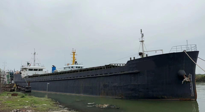WAN-CARGO-009 general cargo ship moored at riverbank